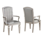 Klina Silver Champagne Dining Arm Chair, Set of 2