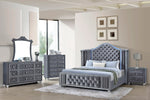 Cameo Gray Upholstered Wingback Panel Bedroom Set