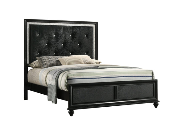 Lila Black Queen Upholstered Panel Bed