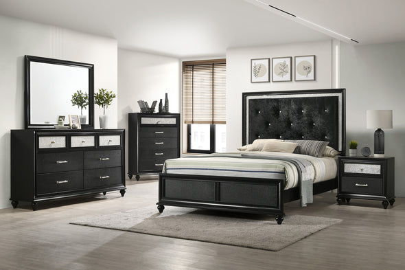 Lila Black Upholstered Panel Bedroom Set