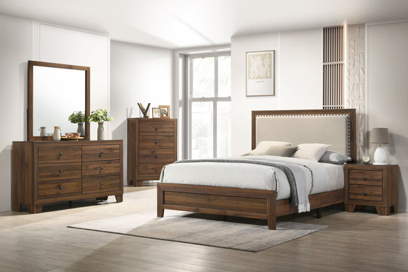 Mille Cherry Brown Twin Upholstered Bed