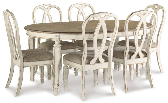 Realyn Chipped White Extendable Round/Oval Ribbon Dining Set