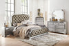 Avondale Silver King Mirrored Upholstered Panel Bed - Luna Furniture