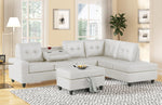 Heights White Faux Leather Reversible Sectional with Storage Ottoman