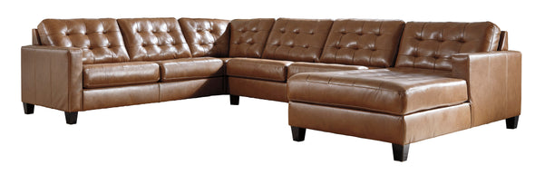 Baskove Auburn Leather Large RAF Sectional - Luna Furniture