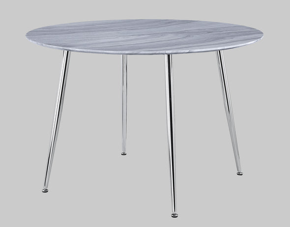 Tola Silver Glass-Top Round Dining Set