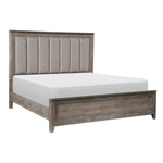 Newell Light Brown King Upholstered Panel Bed