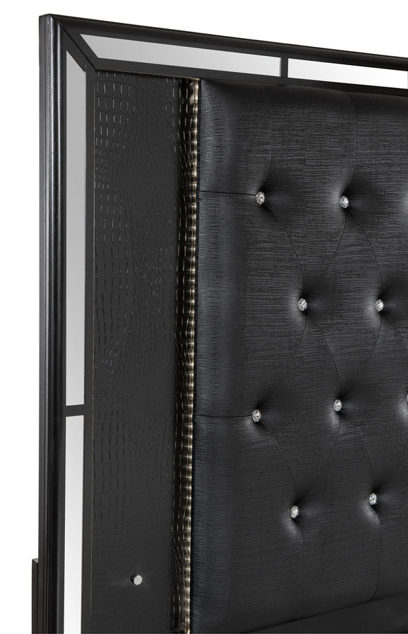 Aveline Black LED Upholstered Panel Bedroom Set - Luna Furniture
