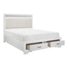 Luster White Queen Upholstered Storage Platform Bed