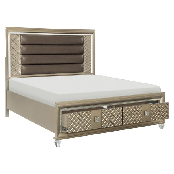 1515-1* (3) Queen Platform Bed with LED Lighting and Storage Footboard - Luna Furniture