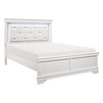 Lana White Queen LED Upholstered Panel Bed