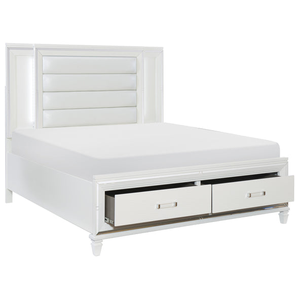 Tamsin White King LED Upholstered Storage Platform Bed