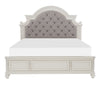 Baylesford Antique White King Upholstered Panel Bed - Luna Furniture