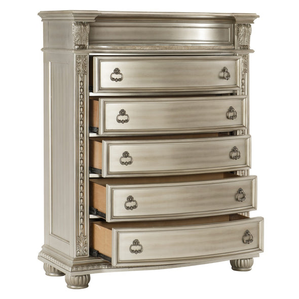 Cavalier Silver Marble Insert Chest - Luna Furniture