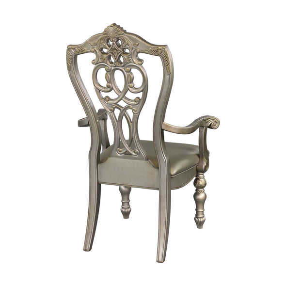 Catalonia Platinum Gold Dining Arm Chair, Set of 2