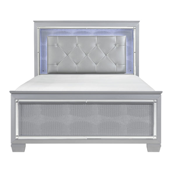 Allura Silver Queen LED Upholstered Panel Bed - Luna Furniture