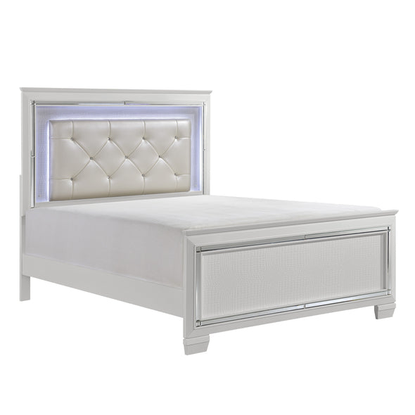 Allura White LED Upholstered Panel Bedroom Set - Luna Furniture
