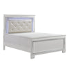 Allura White Queen LED Upholstered Panel Bed - Luna Furniture
