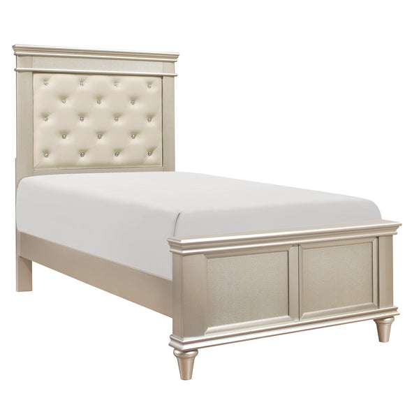 Celandine Silver Twin Upholstered Panel Bed