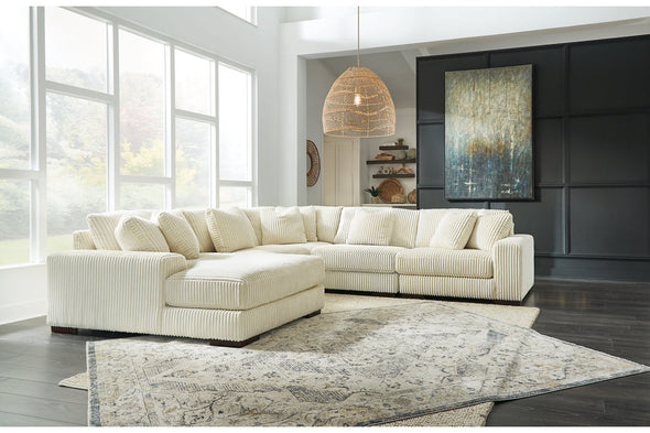 Lindyn Ivory 5-Piece LAF Chaise Sectional
