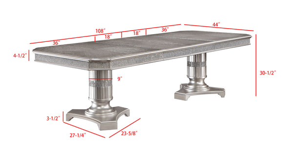 Klina Silver Champagne Double Pedestal Dining Table