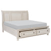 Bethel Wire Brushed White King Sleigh Storage Platform Bed - Luna Furniture