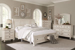 Bethel Wire Brushed White Sleigh Storage Platform Bedroom Set - Luna Furniture