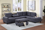 Heights Gray Reversible Sectional with Storage Ottoman - Luna Furniture