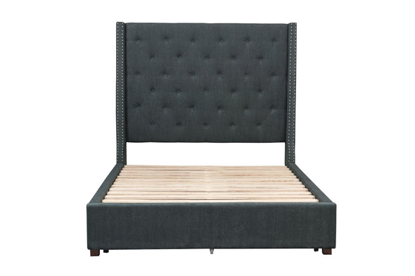 Fairborn Gray Queen Upholstered Storage Platform Bed