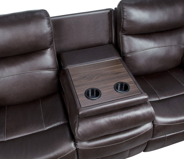 Yerba Brown Microfiber Double Lay Flat Reclining Sofa - Luna Furniture