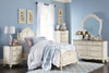 Cinderella Antique White Twin Poster Bed