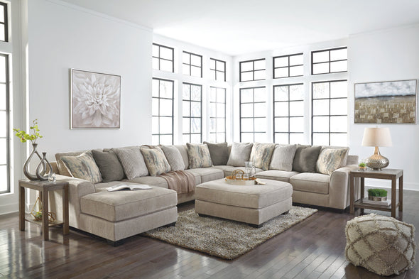 Ardsley Pewter 5-Piece Large LAF Chaise Sectional