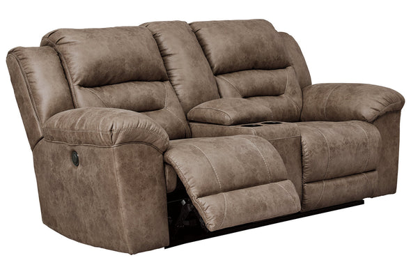 Stoneland Fossil Power Reclining Loveseat with Console -  - Luna Furniture