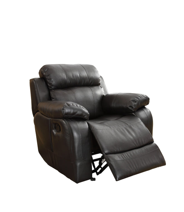 Marille Black Bonded Leather Reclining Chair - Luna Furniture