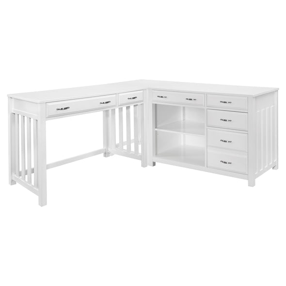 4522WH*3 3pc Corner Desk (Desk+Corner+Credenza) - Luna Furniture