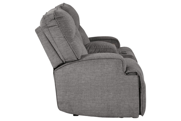 Coombs Charcoal Power Reclining Loveseat with Console -  - Luna Furniture