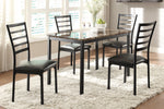 Flannery Black/Brown Faux Marble-Top Dining Set -  - Luna Furniture