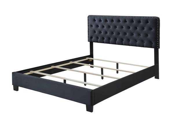 Ezra Charcoal King Upholstered Panel Bed