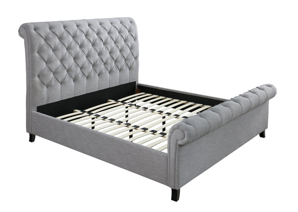 Kate Gray Queen Upholstered Sleigh Platform Bed - Luna Furniture