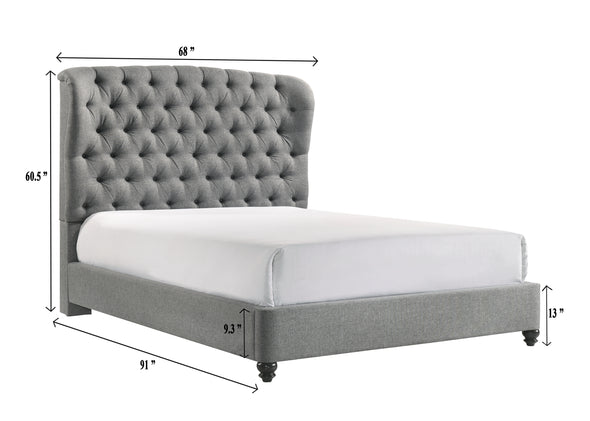 Linda Gray Queen Upholstered Panel Bed
