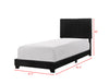 Erin Black PU Leather Twin Upholstered Bed - Luna Furniture