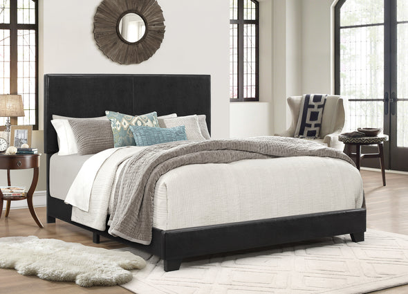 Erin Black PU Leather Full Upholstered Bed - Luna Furniture