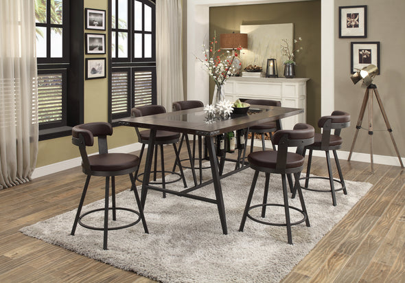 5566-24BR Swivel Counter  Height Chair, Brown, Set of 2 - Luna Furniture