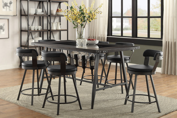 Appert Black/Dark Gray Swivel Counter Chair, Set of 2 -  - Luna Furniture