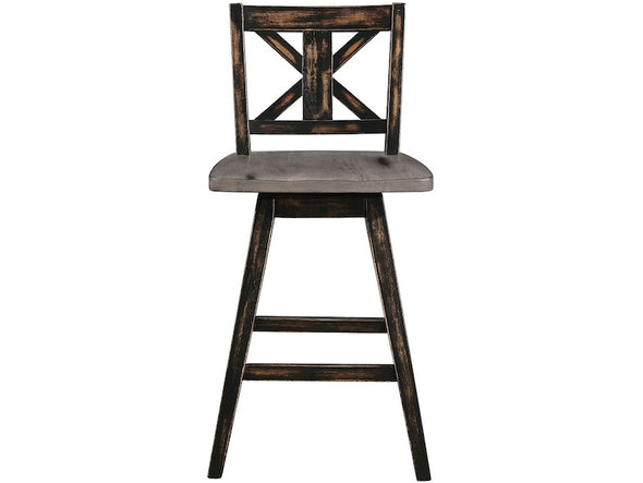 Amsonia Gray/Black Swivel Counter Chair, Set of 2
