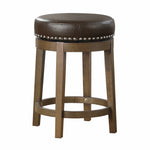 5681BRW-24 Round Swivel Counter Height Stool, Brown, Set of 2 - Luna Furniture
