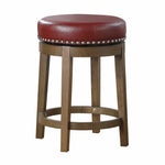 5681RED-24 Round Swivel Counter Height Stool, Red, Set of 2 - Luna Furniture