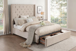 Fairborn Beige King Platform Bed with Storage Footboard - Luna Furniture