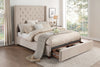 Fairborn Beige Tufted Full Platform Bed with Storage Footboard - Luna Furniture