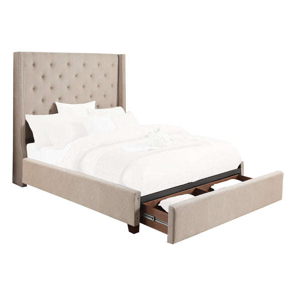 Fairborn Beige Full Upholstered Storage Platform Bed